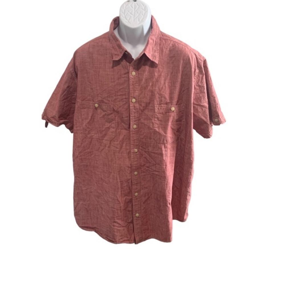 The Foundry Mens Size 2XLT Short Sleeve Button Down Lightweight *missing button*